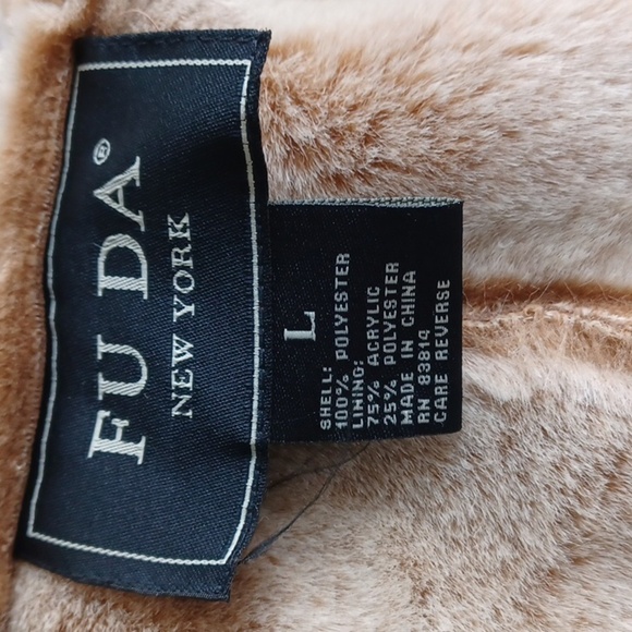 FUDA Incredible vintage faux fur lined hooded suede look coat, super soft, - Picture 5 of 7